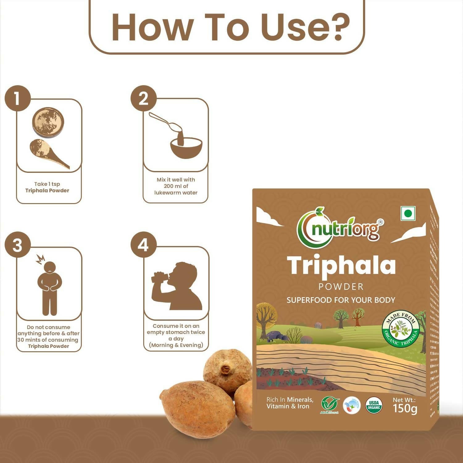 Nutriorg Triphala Powder - Swadesiicart