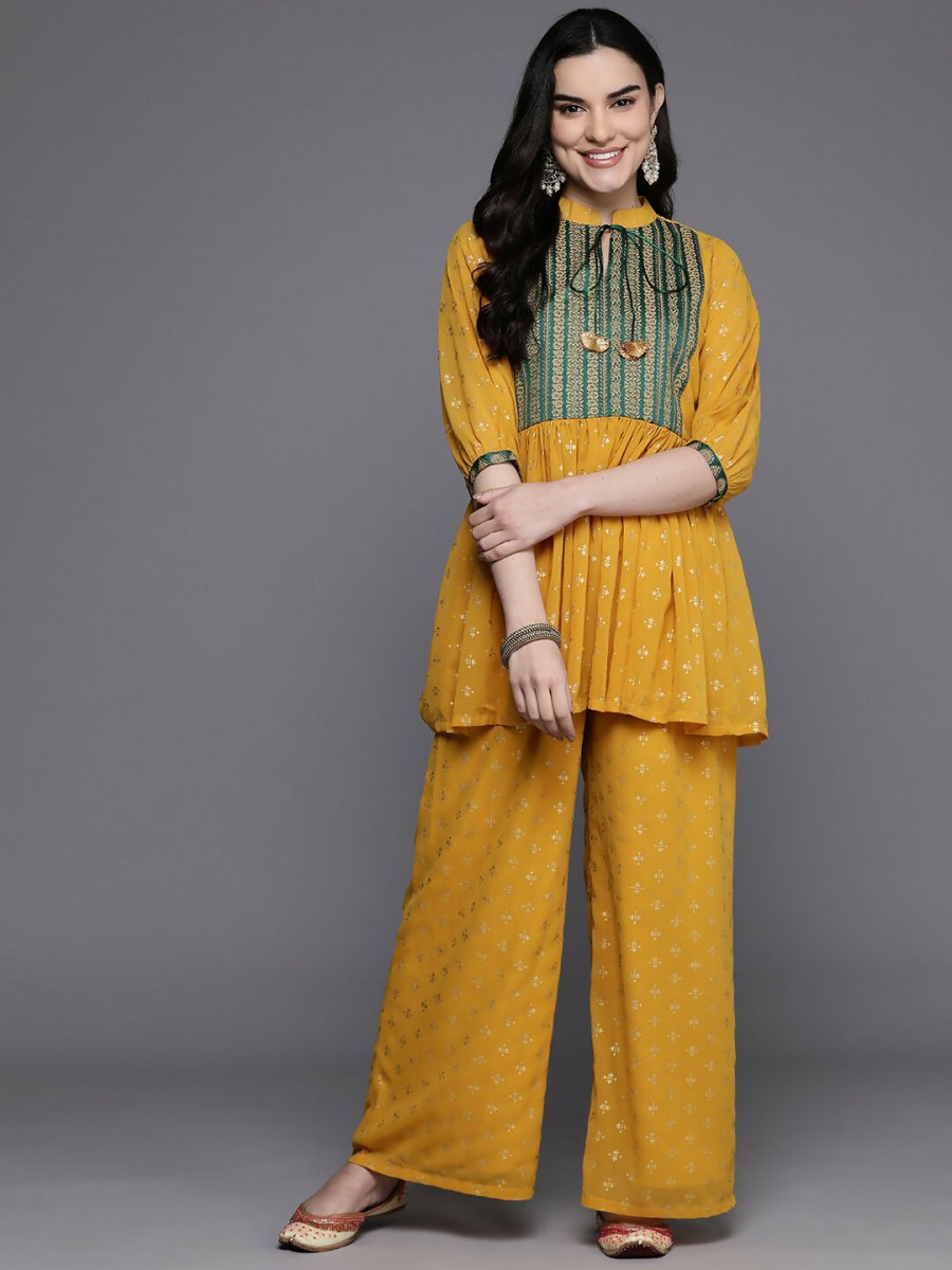 Ahalyaa Women's Traditional Wear Co-ods - Mustard - Swadesiicart