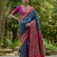 Vishnu Weaves Women's Firozi Pashmina Silk Thread Woven Saree with Blouse - Swadesiicart