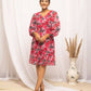 FIORRA Women's Red & Pink Georgette Floral Printed Western Dress - Swadesiicart