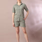Myshka Women's Grey Solid Shirt Collar Party Shirt With Shorts Co-ord set - Swadesiicart