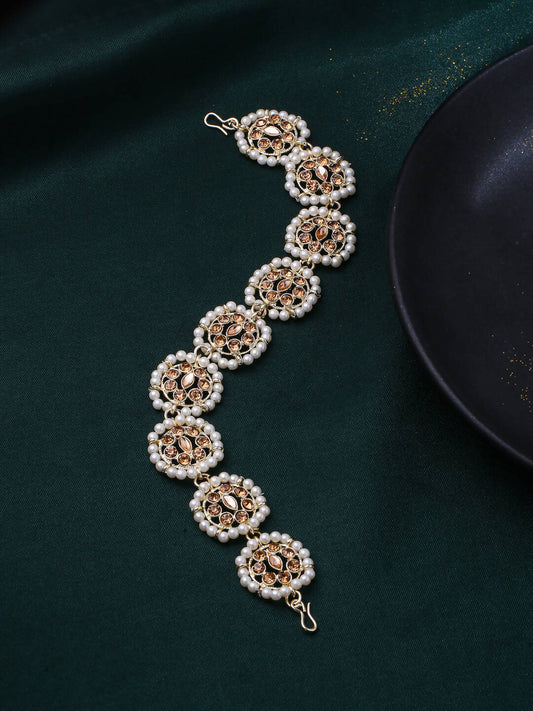 NVR Women's Gold-Polished Traditional Trending Matha Patti | Swadesiicart