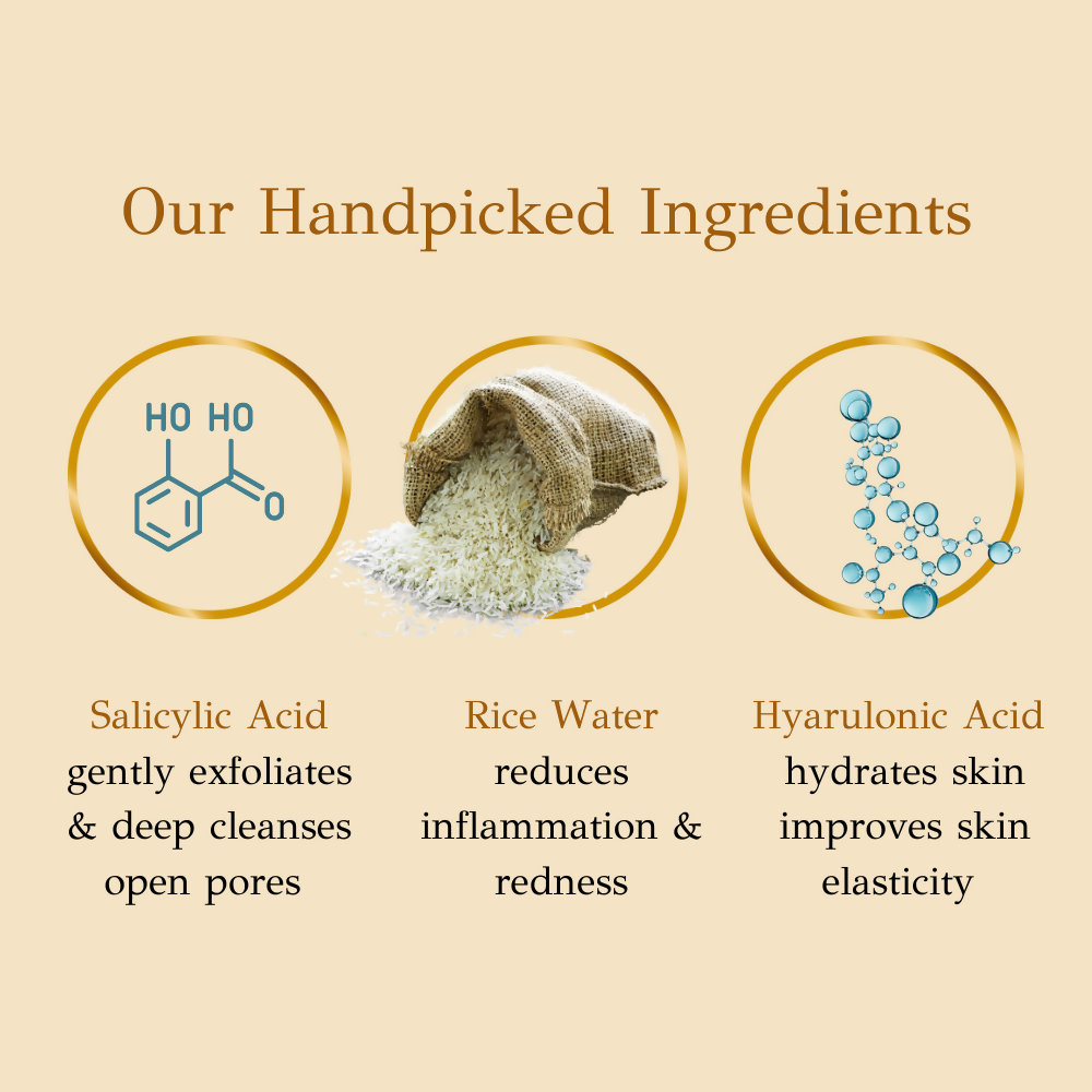 dBasic Salicylic Acid Face Wash with Rice Water For Acne Prone Skin, Cleanses Pores & Excess Oil | Swadesiicart