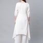 Ahalyaa Women's Off white Pure Cotton Printed Asymmetric Kurta Palazzo Set | Swadesiicart