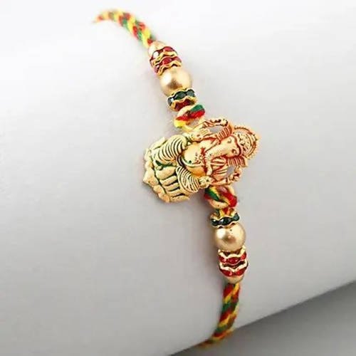 Authentic Design Ganesha Rakhi & Kaju Katli Box | Swadesiicart