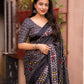 Black Silk Blend Ethnic Motifs Saree with Unstitched Blouse - Hiral Fashion