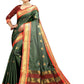DEIANA'S Beautiful Designer Golden zari Soft Lichi Silk Saree - Green - Swadesiicart