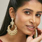 Nuyug 22K Gold-Plated Elegant Kundan Studded & Beaded Floral Chandbali Earrings | Swadesiicart