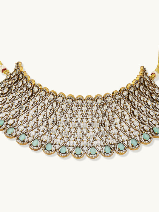 Nuyug 22k Gold-Plated Zircon Choker Set | Swadesiicart