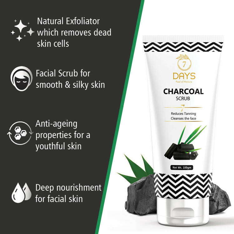 7 Days Activated Charcoal Face Scrub - Swadesiicart