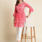 Pink Cotton Floral Printed Top - Himanshi - Swadesiicart