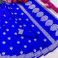 DEIANA'S Beautiful Designer Golden zari Soft Lichi Silk Saree - Royal Blue - Swadesiicart