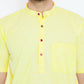 Even Apparels Yellow Color Pure Cotton Men's Kurta With Band Collar | Swadesiicart
