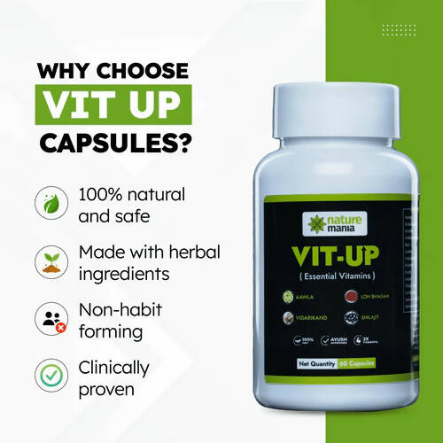 Nature Mania Vit-Up Capsules (Vit D & Vit B12 Multivitamin) | Swadesiicart