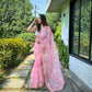 Vamsee Zoya Baby Pink Organza Silk Saree - Swadesiicart