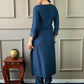 Partywear Designer Rayon Slub Blue Stitched Suit With Dupatta - Tanisha | Swadesiicart