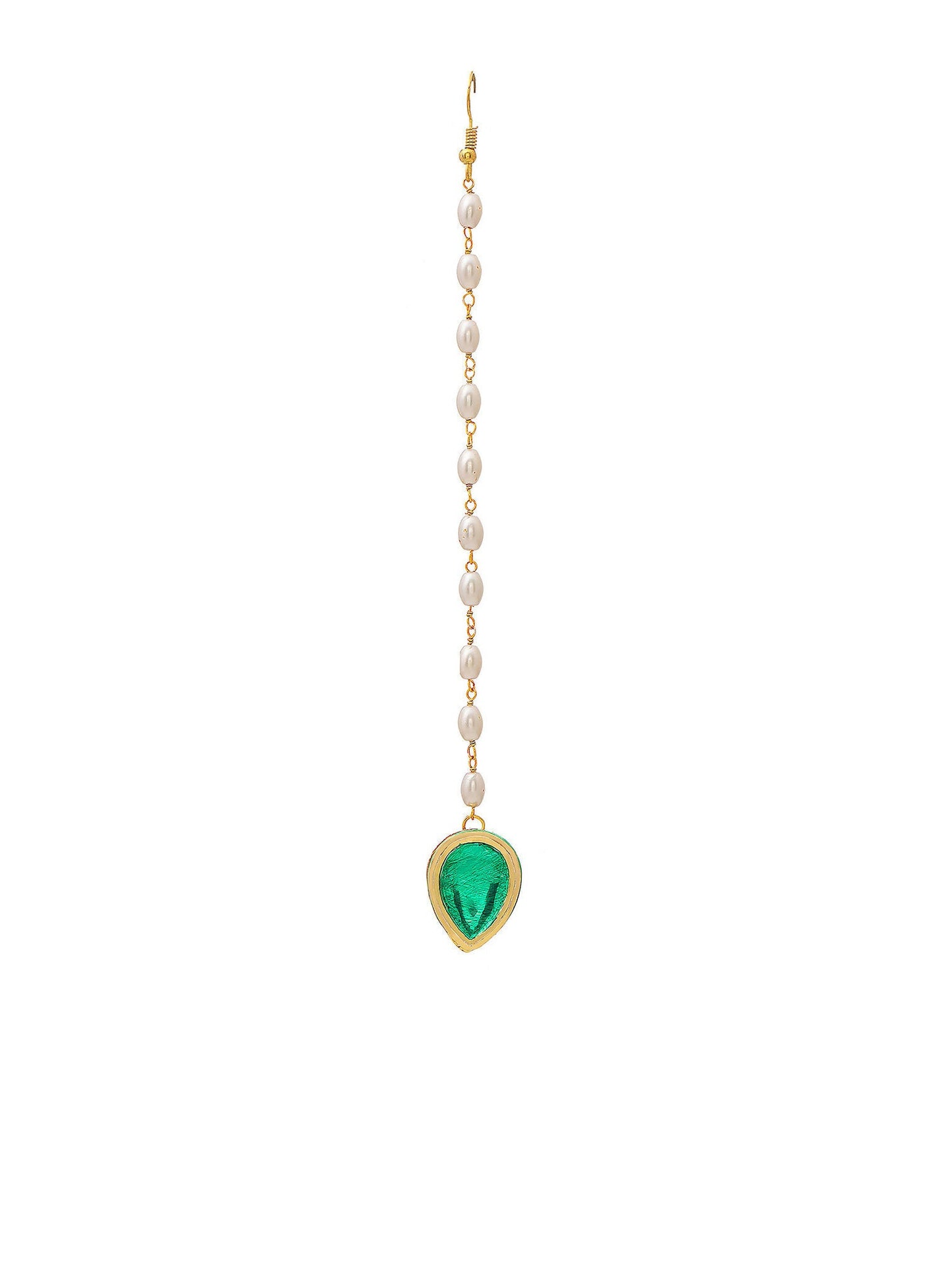 Ruby Raang Green Tear Drop Green Meenakari Maang Tikka | Swadesiicart