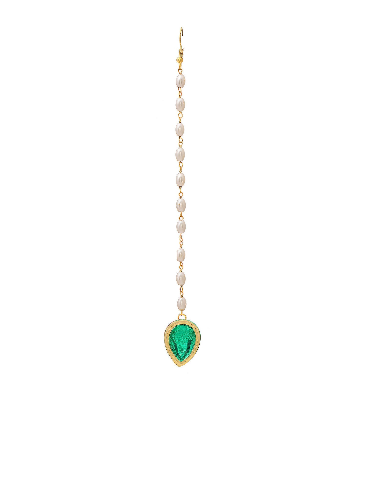 Ruby Raang Green Tear Drop Green Meenakari Maang Tikka | Swadesiicart