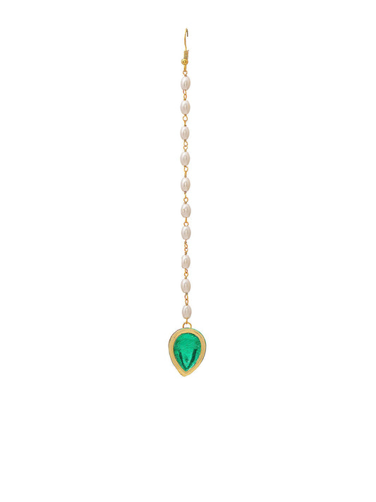 Ruby Raang Green Tear Drop Green Meenakari Maang Tikka | Swadesiicart