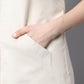 Even Apparels White Polywool Open Front Corduroy Women's Long Coat | Swadesiicart