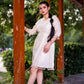 Aayaa Designer Multi Thread Hand Work Khadi Cotton One Piece Dress - Off White
