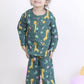 Breathables Green Giraffe Print Cotton Nightsuit Set For Kids