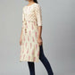 Ahalyaa Womens Chiku Pure Cotton Printed Kurtas | Swadesiicart