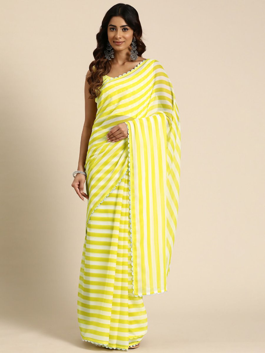 Ahalyaa Women's Traditional Semi Stitch Saree - Yellow | Swadesiicart