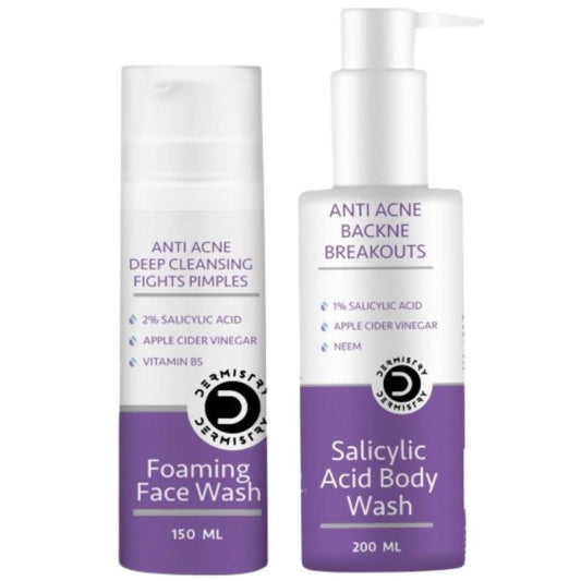 Dermistry Salicylic Acid Body Wash & Anti Acne Foaming Face Wash - Swadesiicart