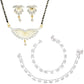 AanyaCentric Gold-Polished Mangalsutra Pendant Earring Set & Silver Plated Anklet