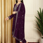 Jyoti Fashion Women's Burgundy Georgette Resham Thread & Sequin Kurta with Trouser & Dupatta | Swadesiicart