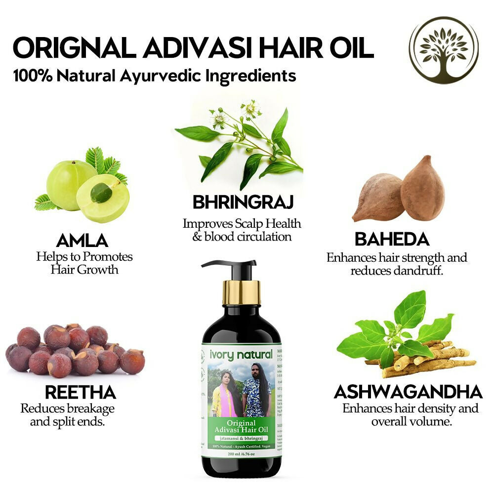Ivory Natural Adivasi Hair Oil For Growth Of Hair, Hair Strengthening & Nourishment | Swadesiicart