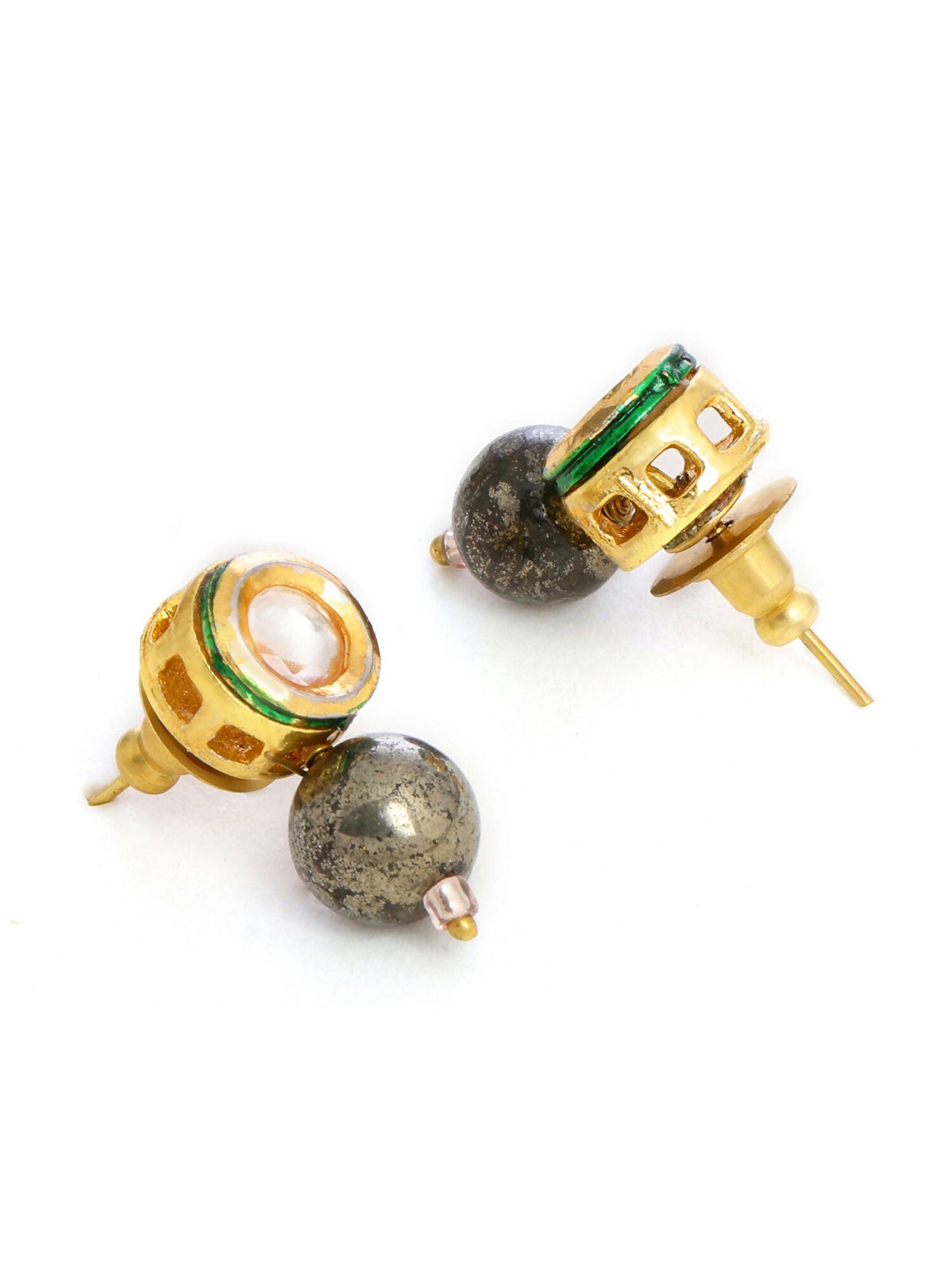 Ruby Raang Purple Pyrite Kundan Studs | Swadesiicart