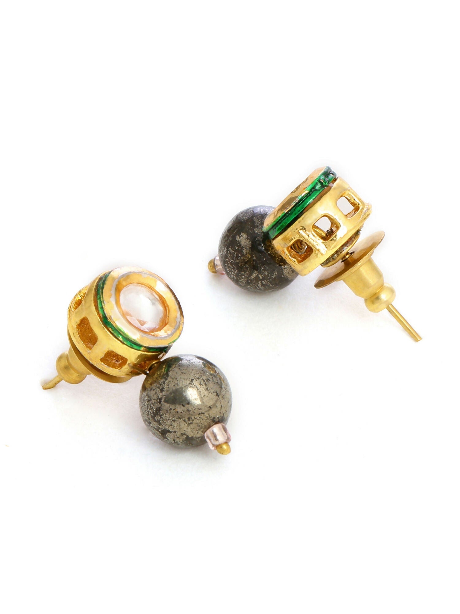 Ruby Raang Purple Pyrite Kundan Studs | Swadesiicart