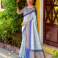 Vishnu Weaves Women's Grey South Silk Zari Woven Saree with Unstitched Blouse - Swadesiicart