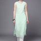 Ahalyaa Women Sea Green Floral Printed Georgette Kurta | Swadesiicart