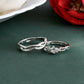 VOJ Stainless Steel Cubic Zirconia Silver Plated Adjustable Ring Set for Couple | Swadesiicart