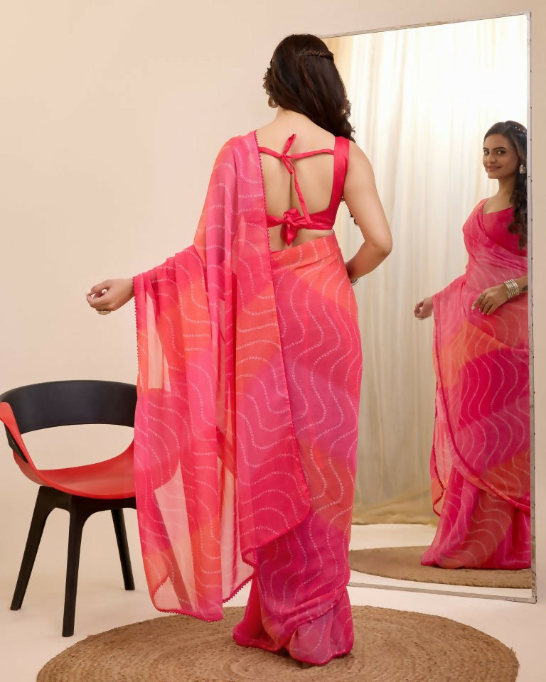 Gajri Georgette Designer Printed Ready To Wear Saree - Ibiza | Swadesiicart