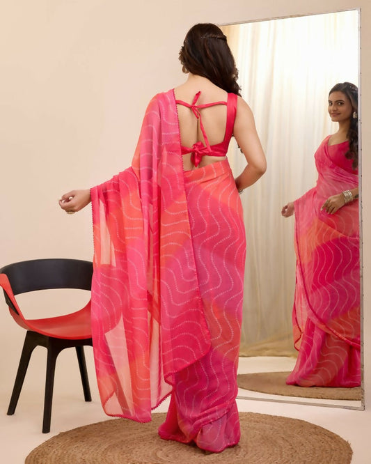 Gajri Georgette Designer Printed Ready To Wear Saree - Ibiza | Swadesiicart