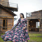 Aayaa Designer Printed Georgette Full Flare Gown With Dupatta - Multi Color