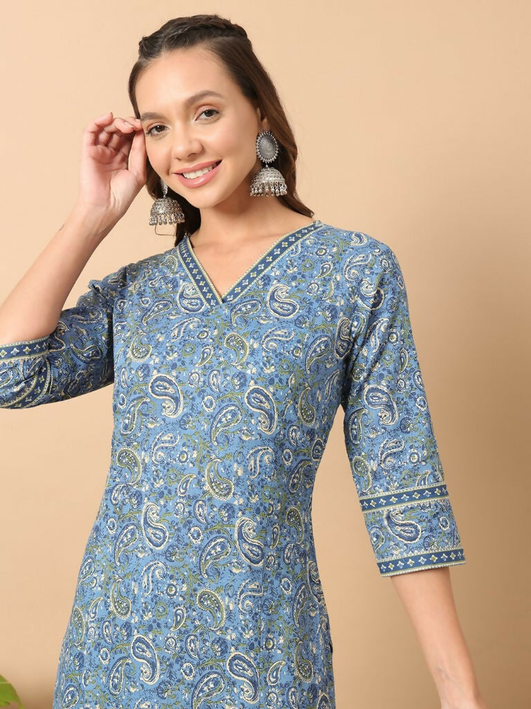 FIORRA Women's Wine Cotton Straight Kurta Set - Swadesiicart