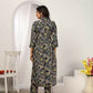 Jyoti Fashion Women's Black Chanderi Silk Floral Print with Side Pocket Kurtis & Sets | Swadesiicart