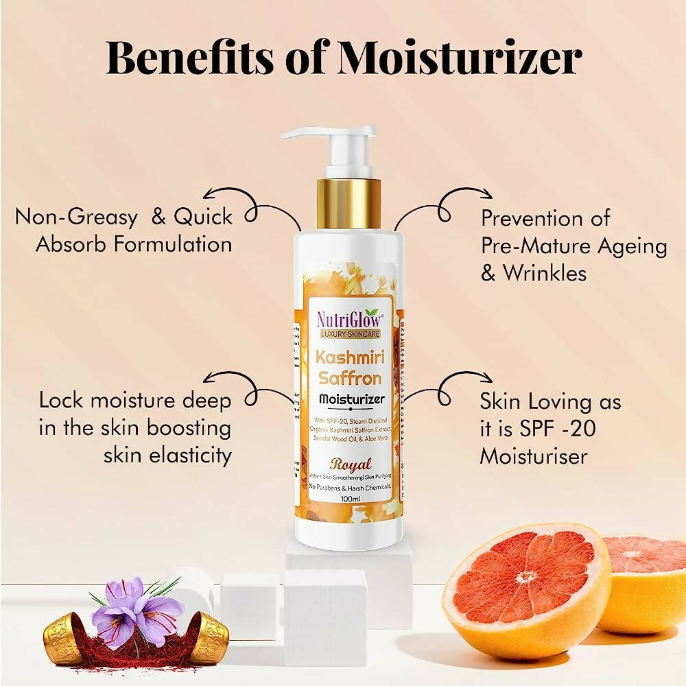 NutriGlow Luxury Skincare Kashmiri Saffron Moisturizer with SPF 20 - Swadesiicart
