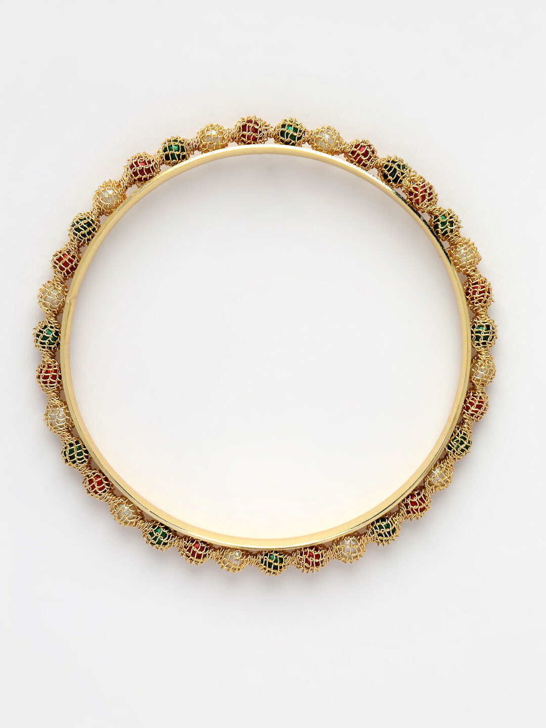 NVR Women's Set of 4 Gold-Polished Beads Handcrafted Traditional Bangles - Swadesiicart