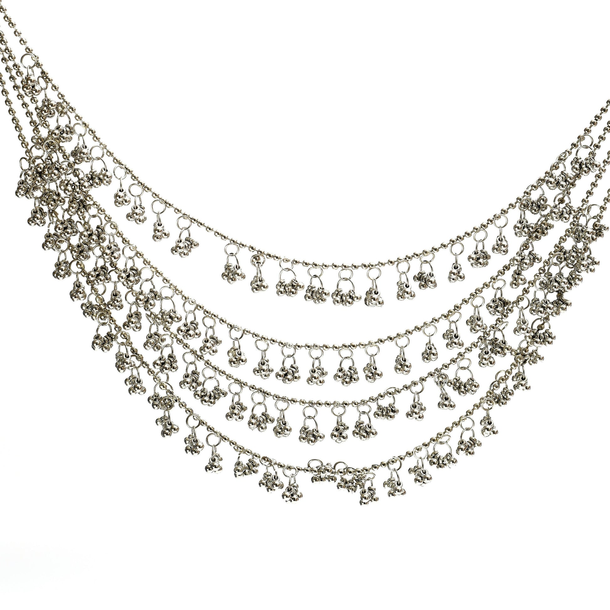 Mominos Fashion Johar Kamal Oxidised Silver-Plated Brass Finish Ghungroo Necklace with Earrings For Women - Swadesiicart