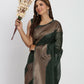 Shree Shyam Fashion Linen Cotton Dark Green Saree