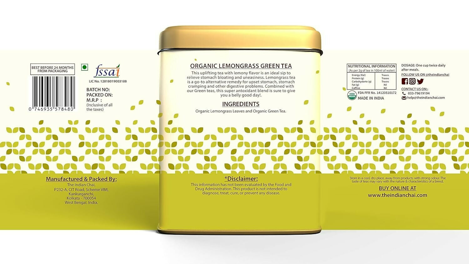The Indian Chai - Organic Lemongrass Green Tea | Swadesiicart