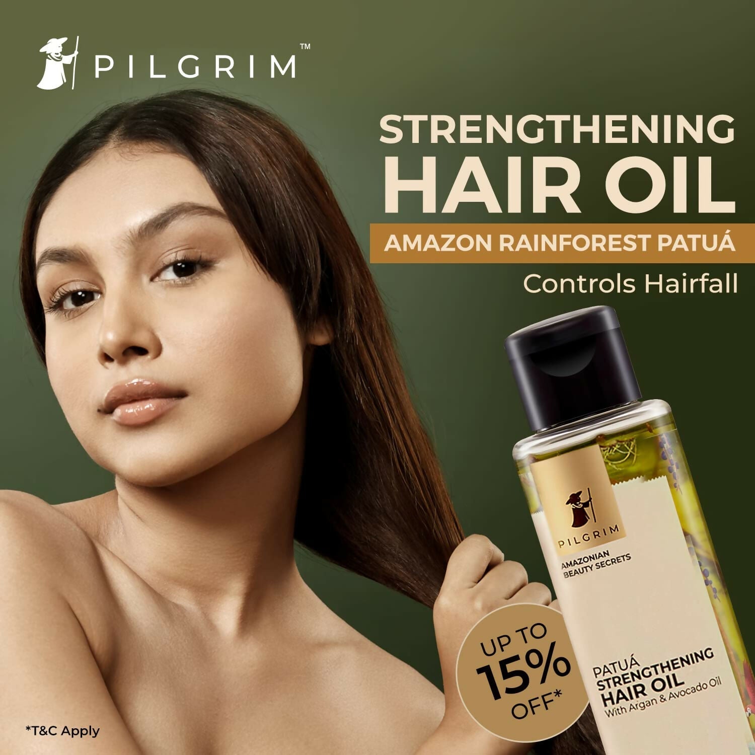 Pilgrim Amazonian Patua Strengthening Hair Oil With Argan & Avocado Oil For Strong & Silky Hair - Swadesiicart