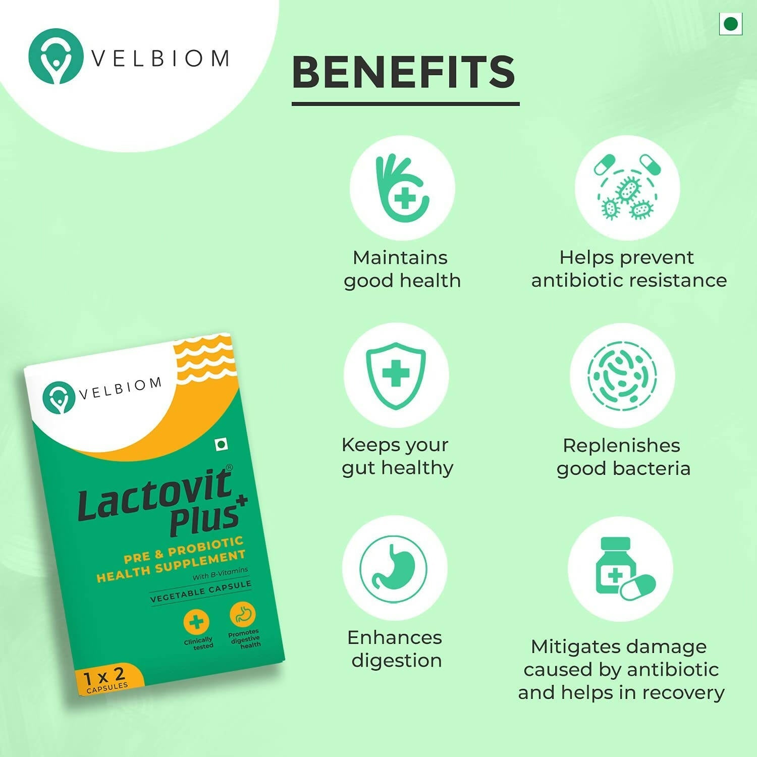 Velbiom Lactovit Plus Probiotics For Men | Swadesiicart