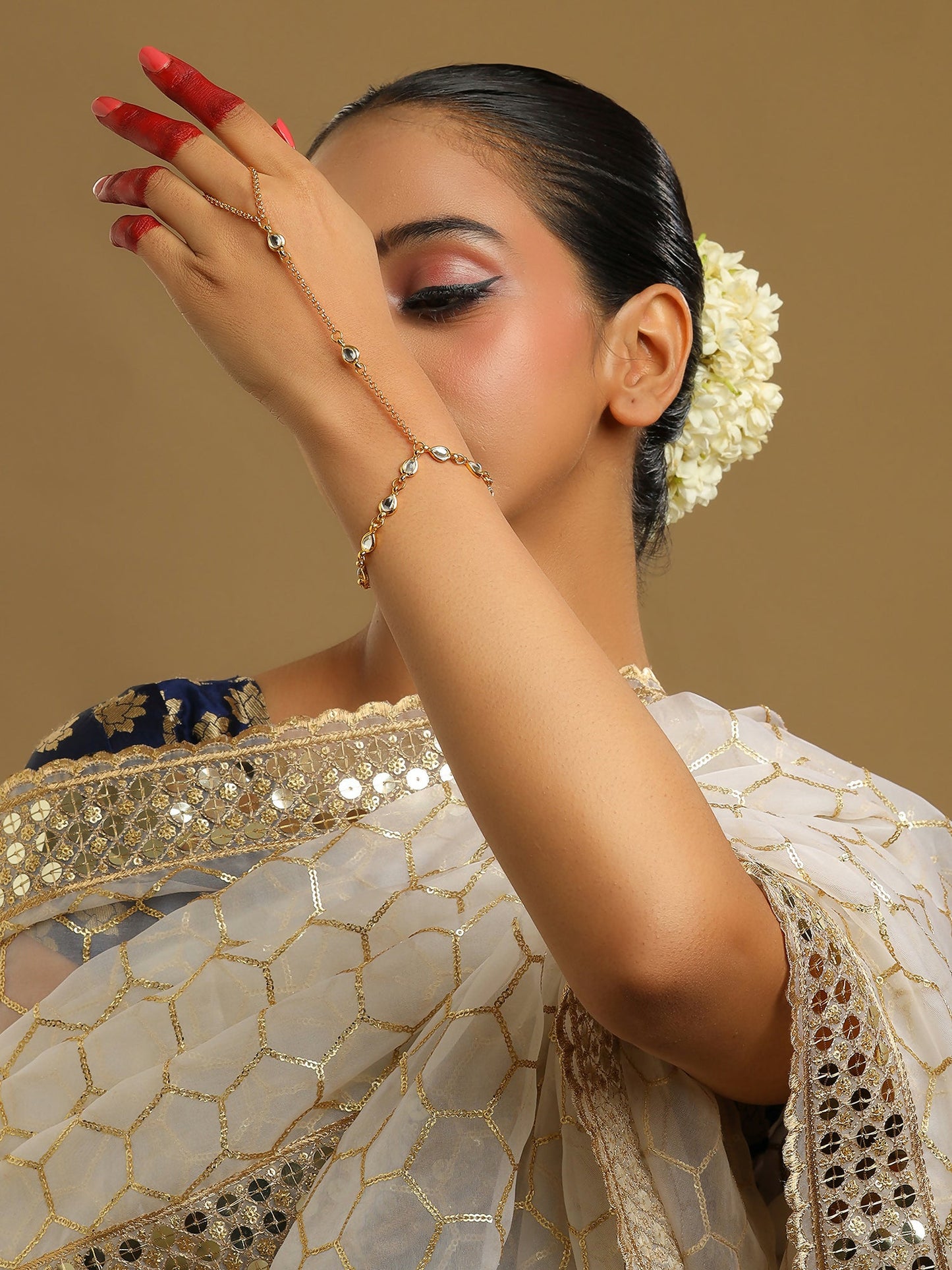Ruby Raang Kundan & Gold Haath Phool | Swadesiicart
